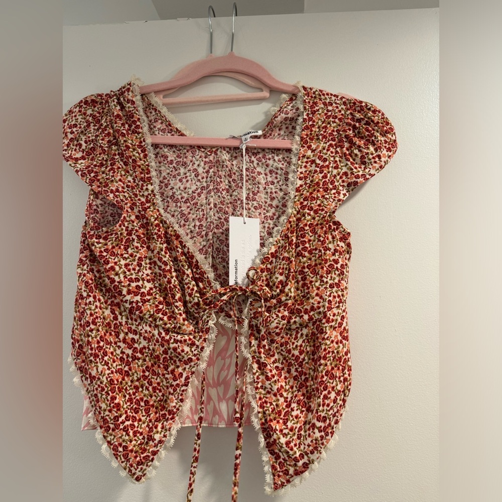 Reformation Safia Floral Top in La Vie En Rose Size 0 - Picture 6 of 16